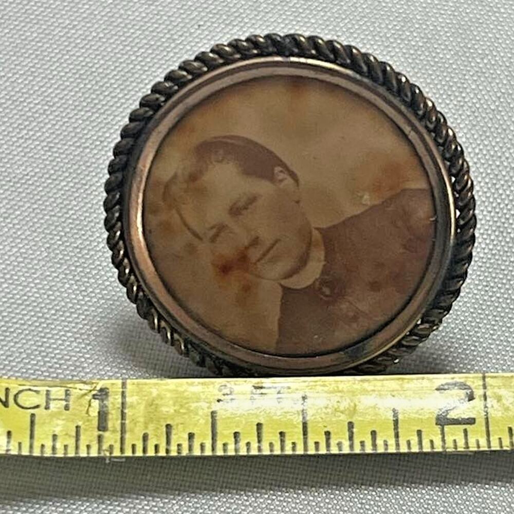 Antique Victorian Celluloid Photo Button - Pastor/Priest